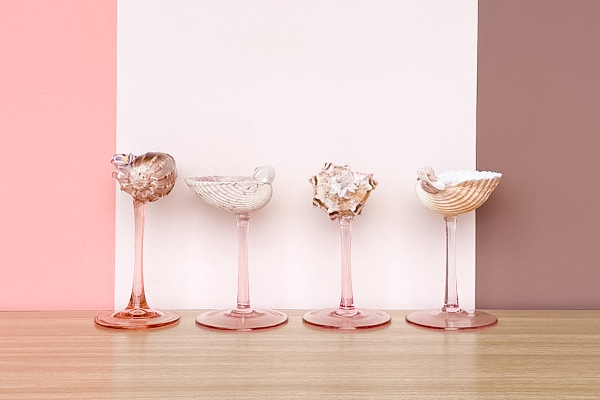 Set of Four Pink Shell Chic Coupes