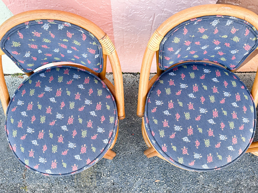 Set of Four Ficks Reed Rattan Counter Stools