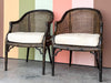 Pair of Handsome Cane and Faux Bamboo Barrel Chairs