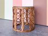 Tortoiseshell Rattan Drum Side Table