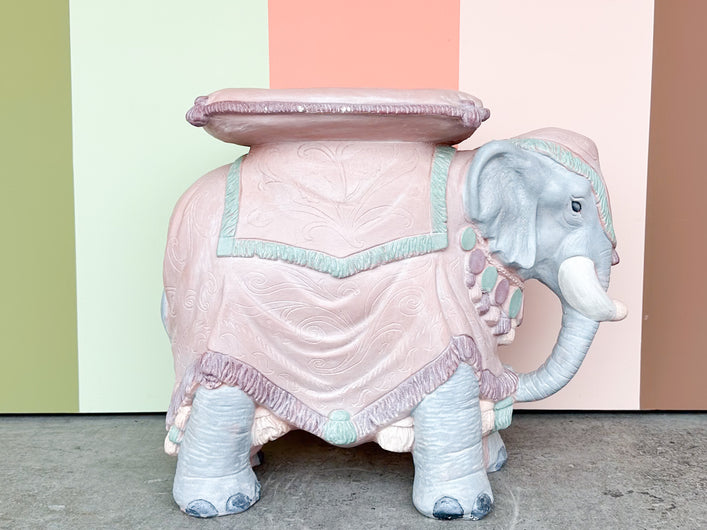 Cute Pastel Plaster Elephant Garden Seat