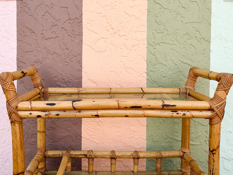 Old Florida Rattan Bar Cart