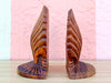 Wood Carved Shell Bookends