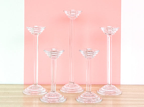 Set of Five Crystal Candle Holders