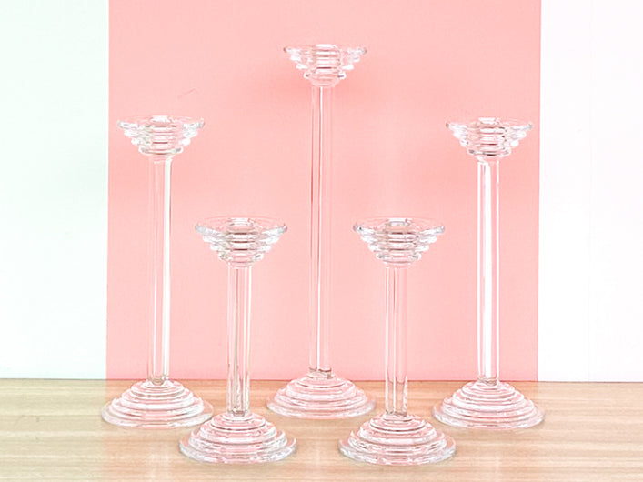 Set of Five Crystal Candle Holders