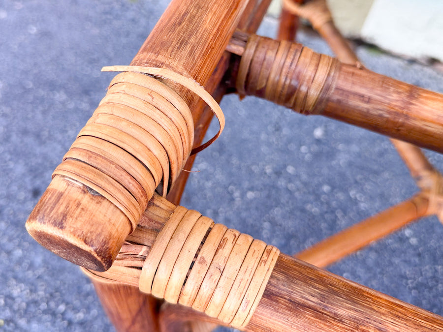Set of Six Grid Back Rattan Dining Chairs