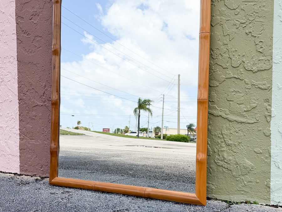 Wood Faux Bamboo Mirror