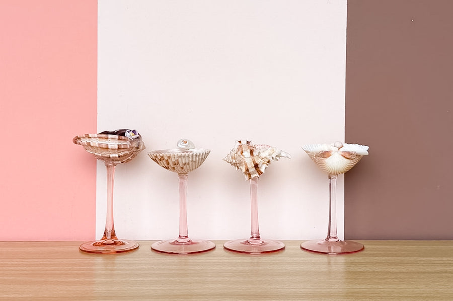 Set of Four Pink Shell Chic Coupes