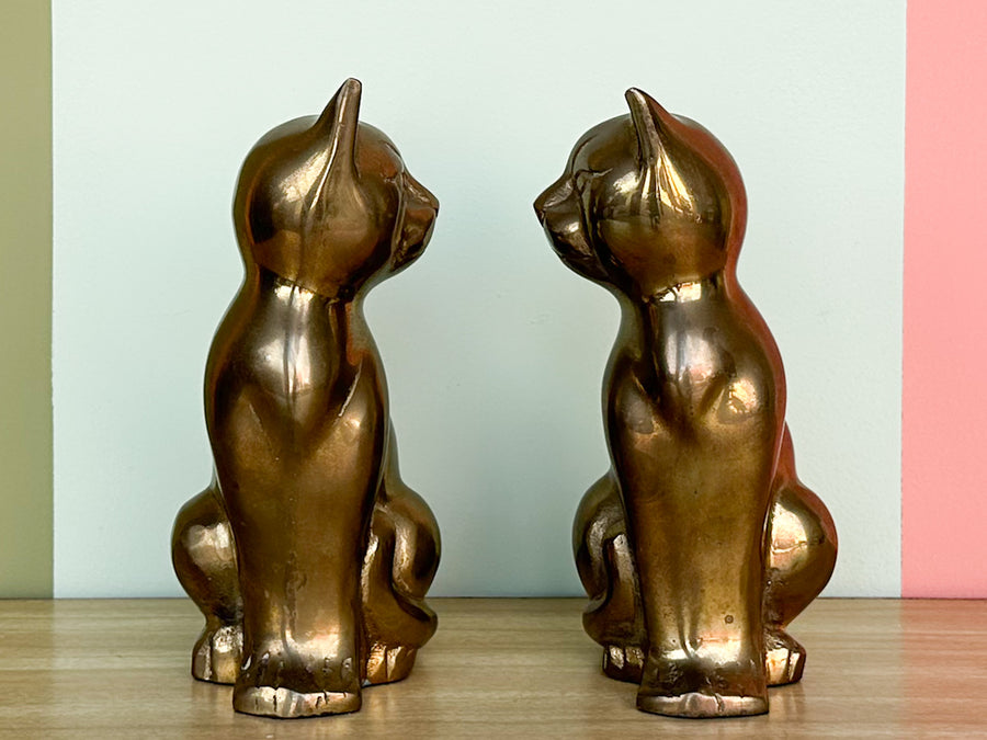 Pair of Brass Cat Bookends