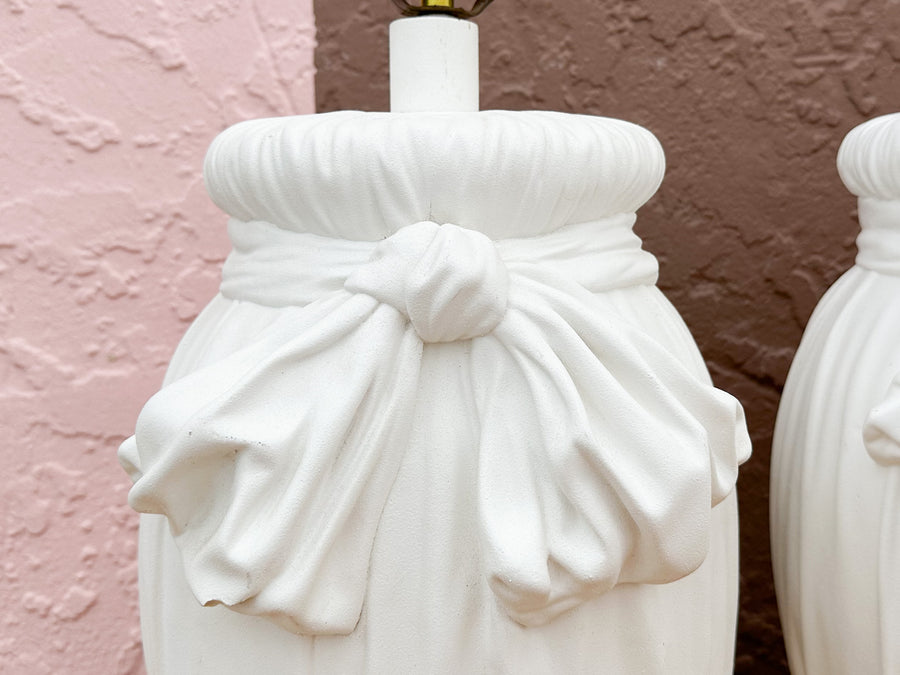 Pair of Sweet Plaster Bow Lamps