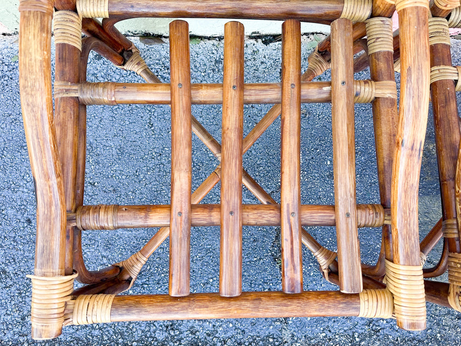 Set of Six Grid Back Rattan Dining Chairs