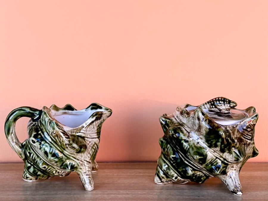 Old Florida Conch Teapot, Creamer, and Sugar Set