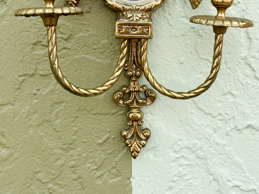 Pair of Brass Mirrored Wall Sconces