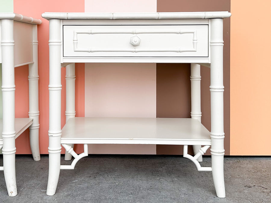 Pair of Thomasville Faux Bamboo Nightstands