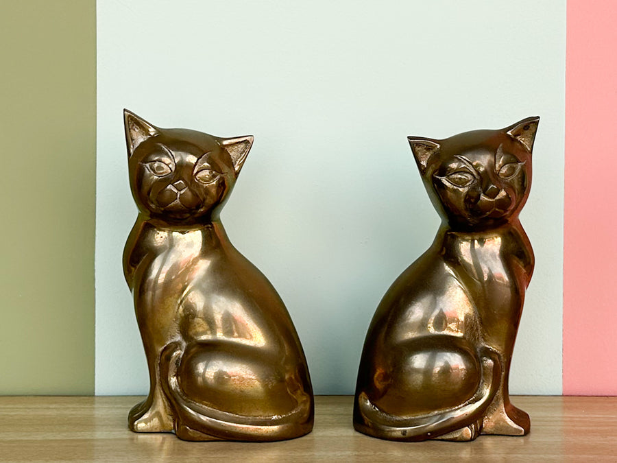 Pair of Brass Cat Bookends