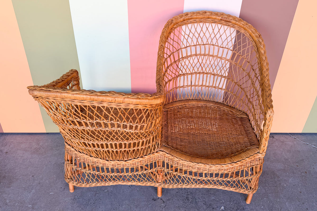 Braided Rattan Kissing Bench
