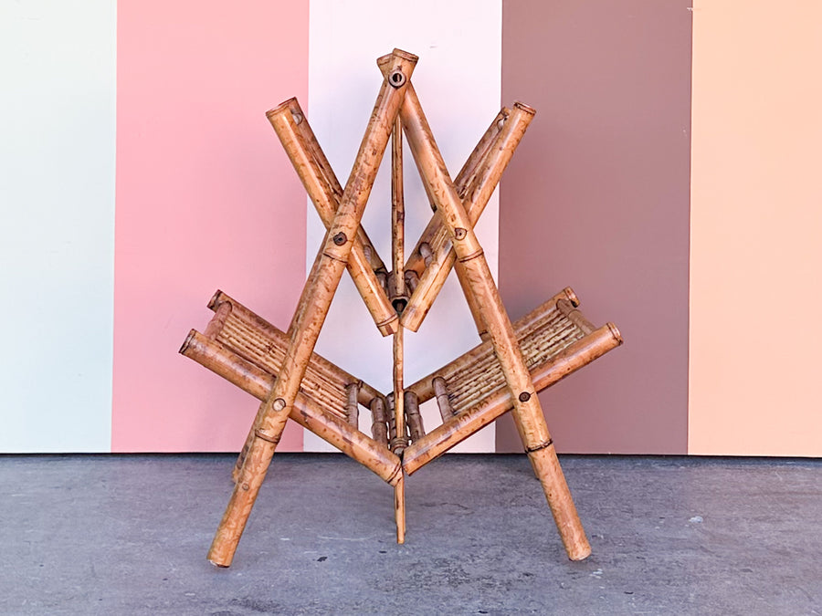 Tortoiseshell Folding Bamboo Magazine Rack
