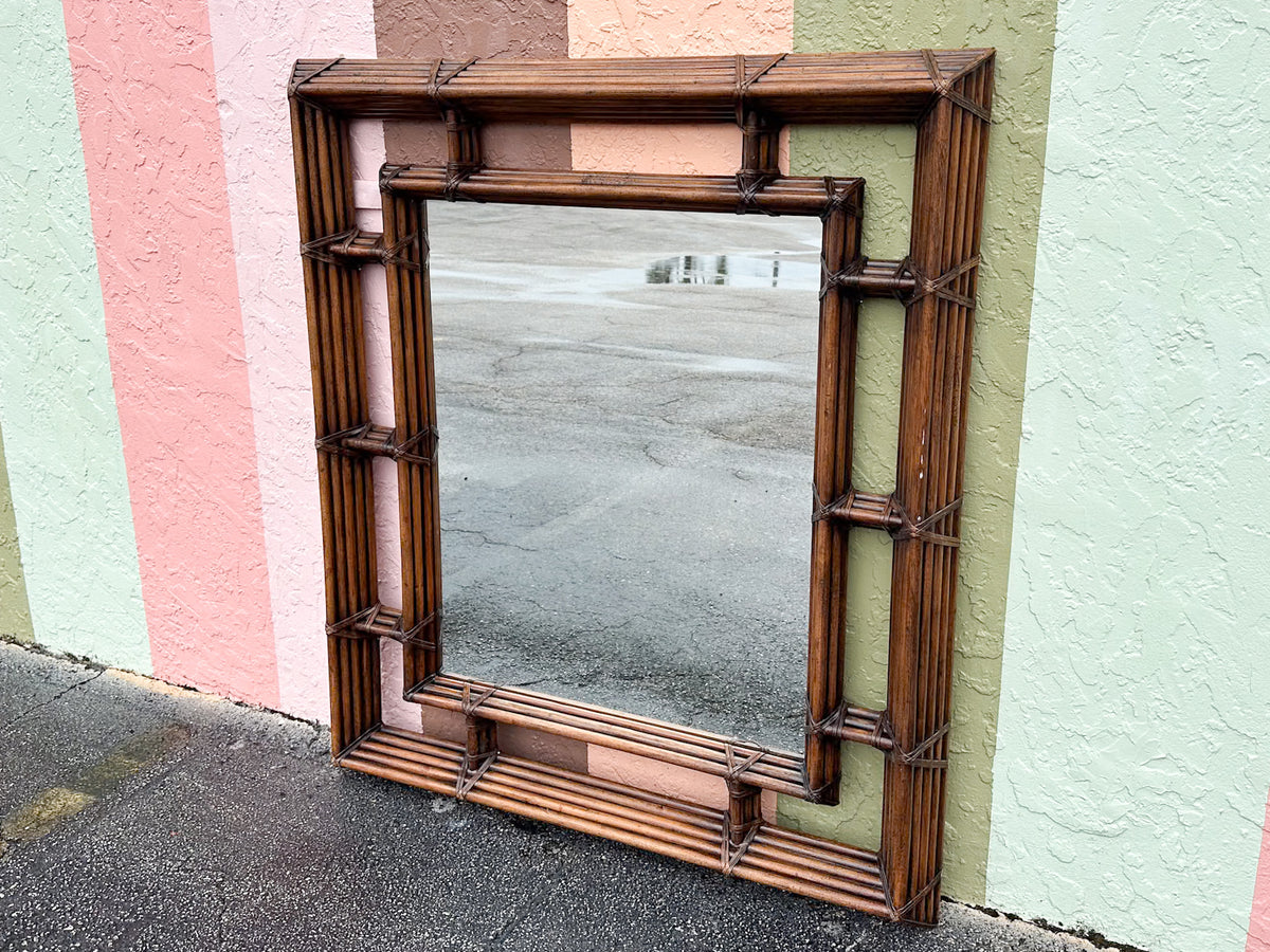 Large Henrendon Island Style Rattan Mirror