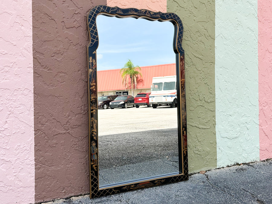 Black Chinoiserie Pagoda Mirror