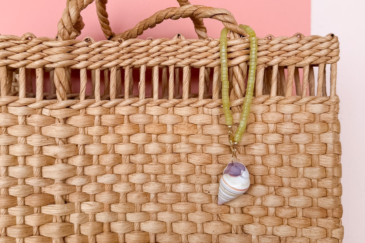 Palm Beach Regency's Citron Jade Gemstone and Shell Bag Charm