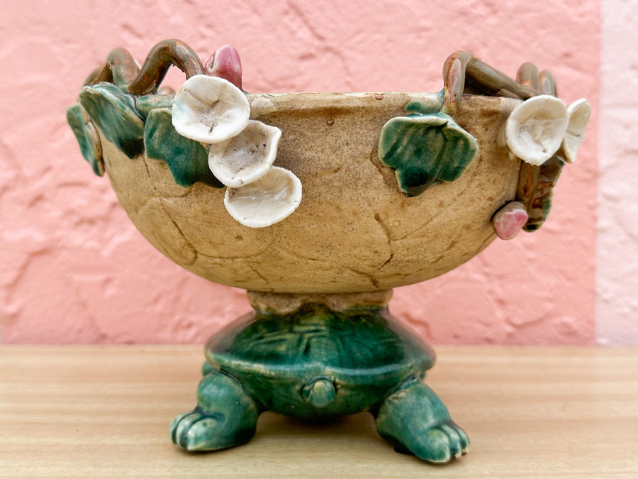 Majolica Turtle Cachepot