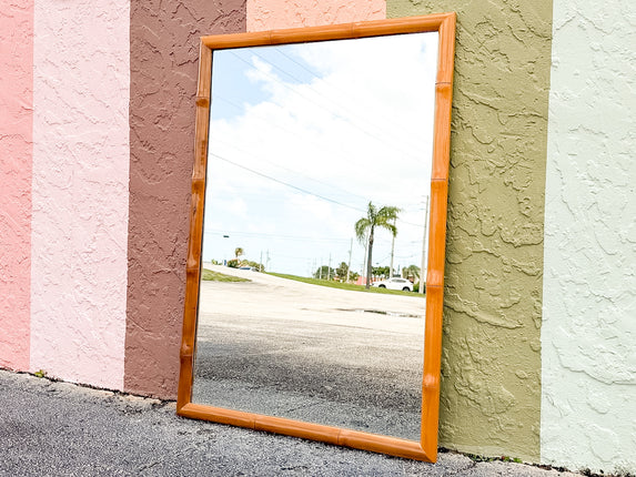 Wood Faux Bamboo Mirror