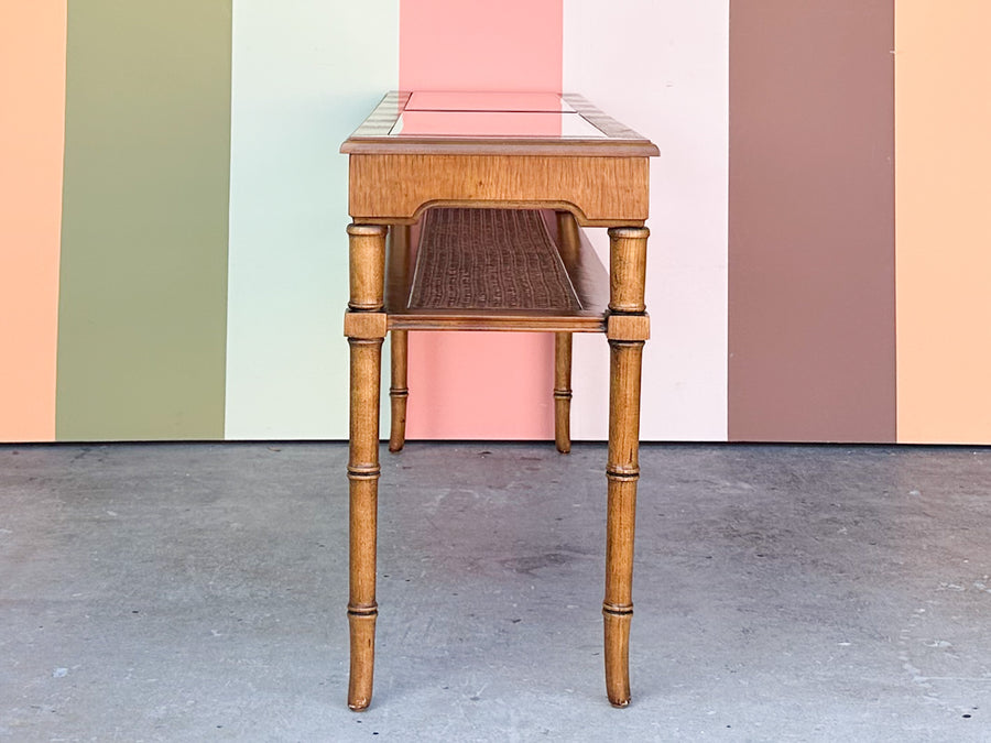 Handsome Faux Bamboo and Cane Console