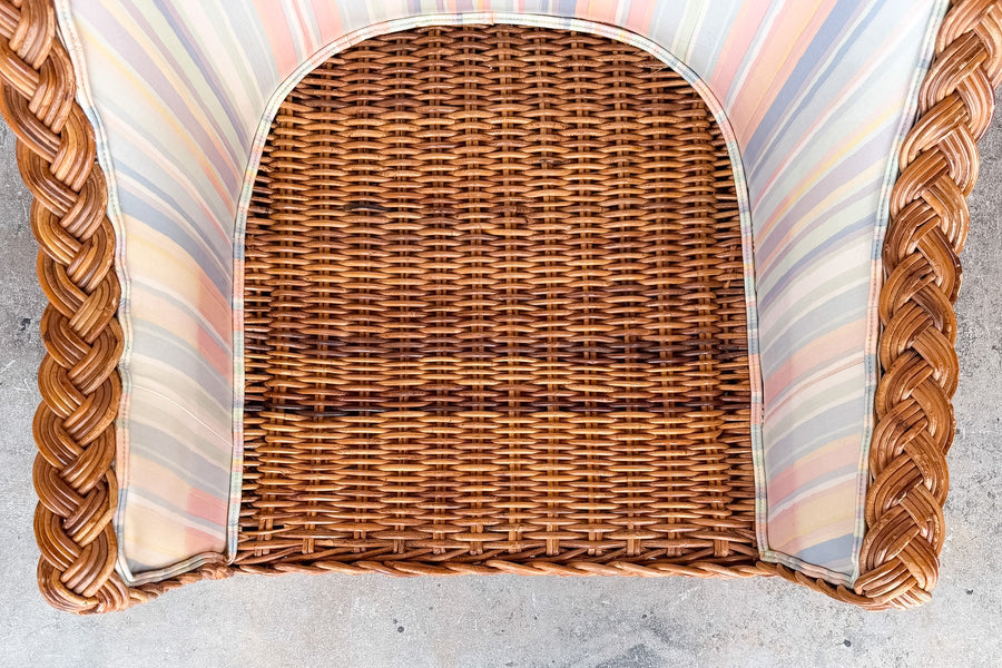 Braided Rattan Chair and Ottoman