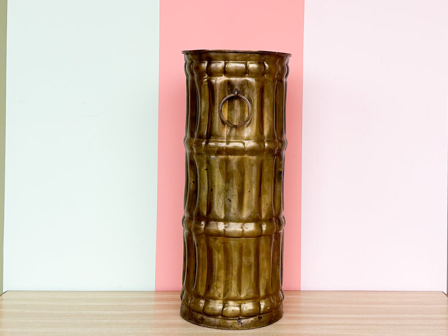 Brass Faux Bamboo Umbrella Stand