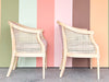 Pair of Faux Bamboo Cane Barrel Chairs