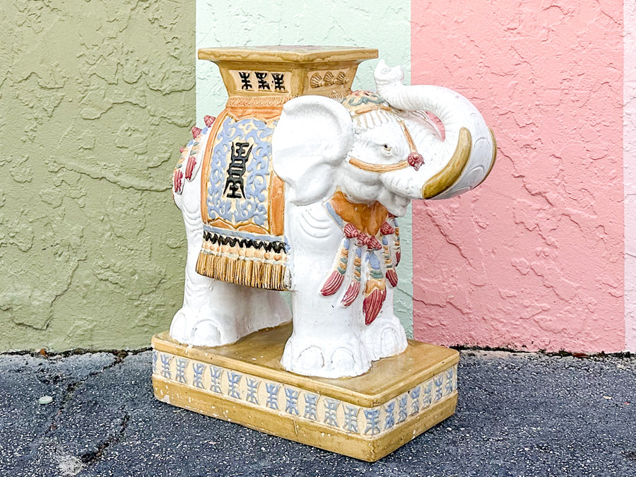 Colorful Terracotta Elephant Garden Seat