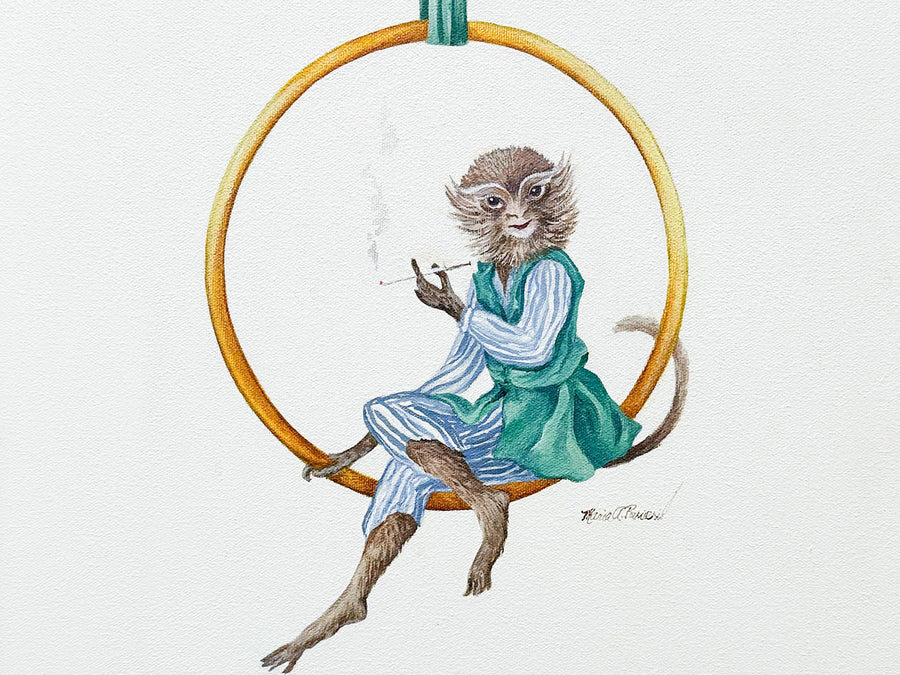 Pair of Smoking and Drinking Monkeys by Maria A. Ranieri