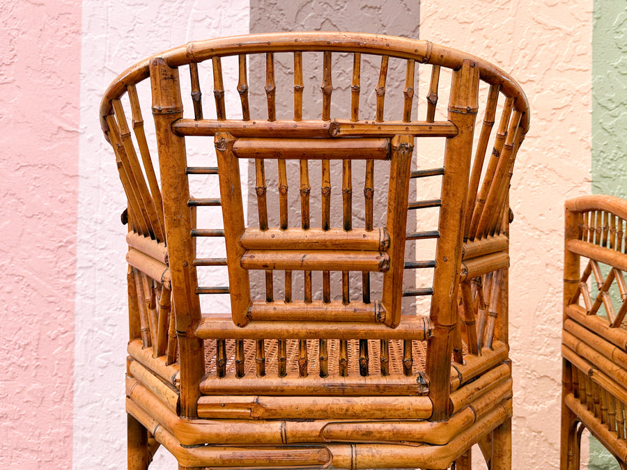 Pair of Tortoiseshell Rattan Brighton Style Chairs