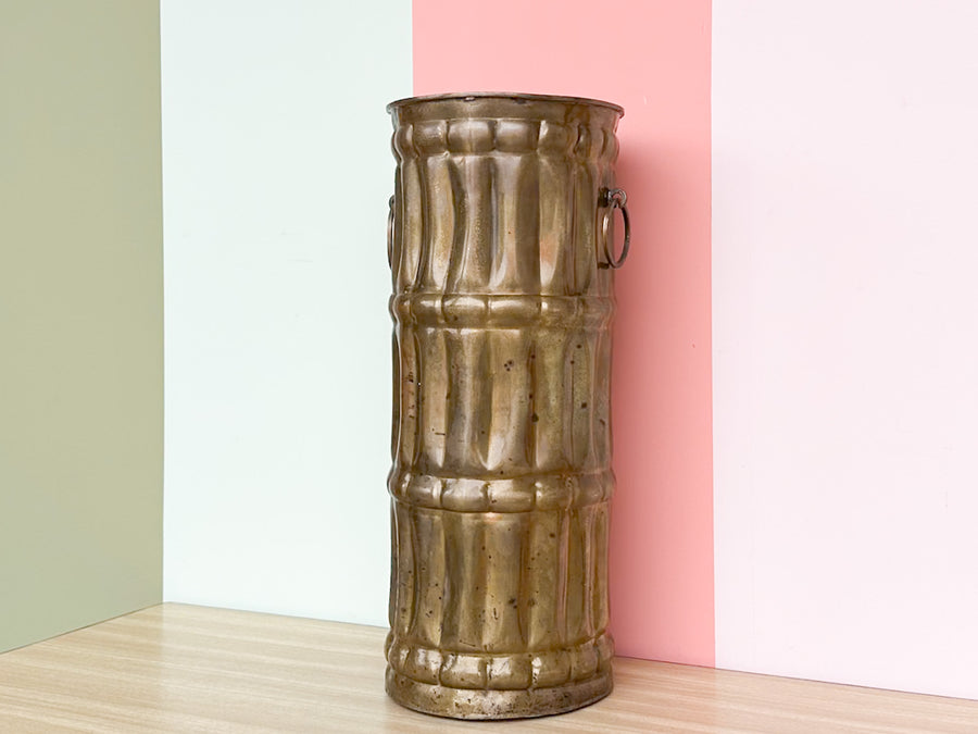 Brass Faux Bamboo Umbrella Stand