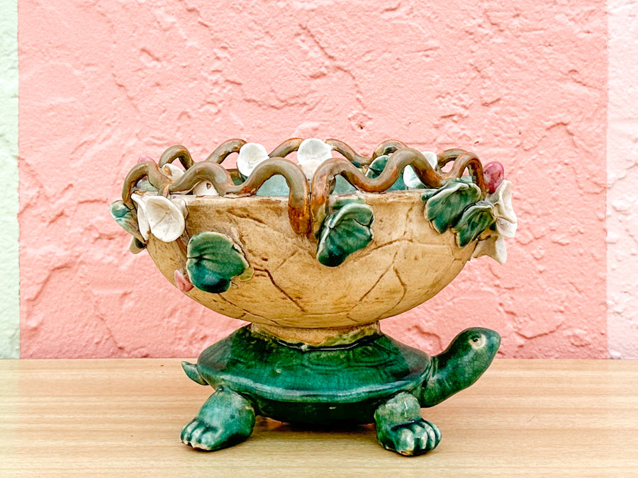 Majolica Turtle Cachepot
