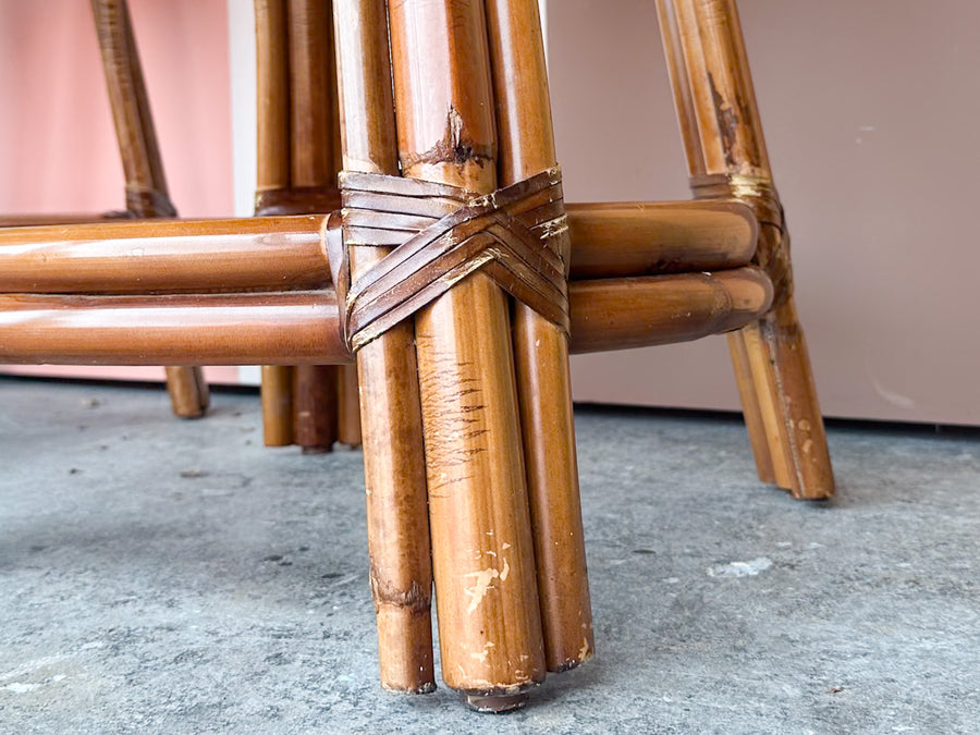 Set of Three Rattan Swivel Counter Stools