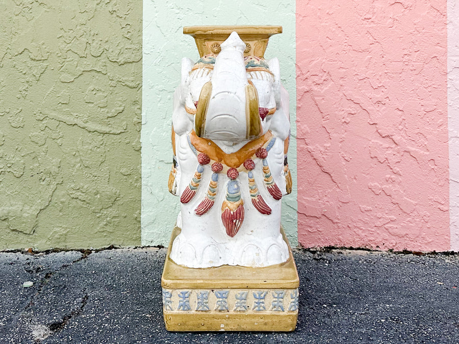 Colorful Terracotta Elephant Garden Seat