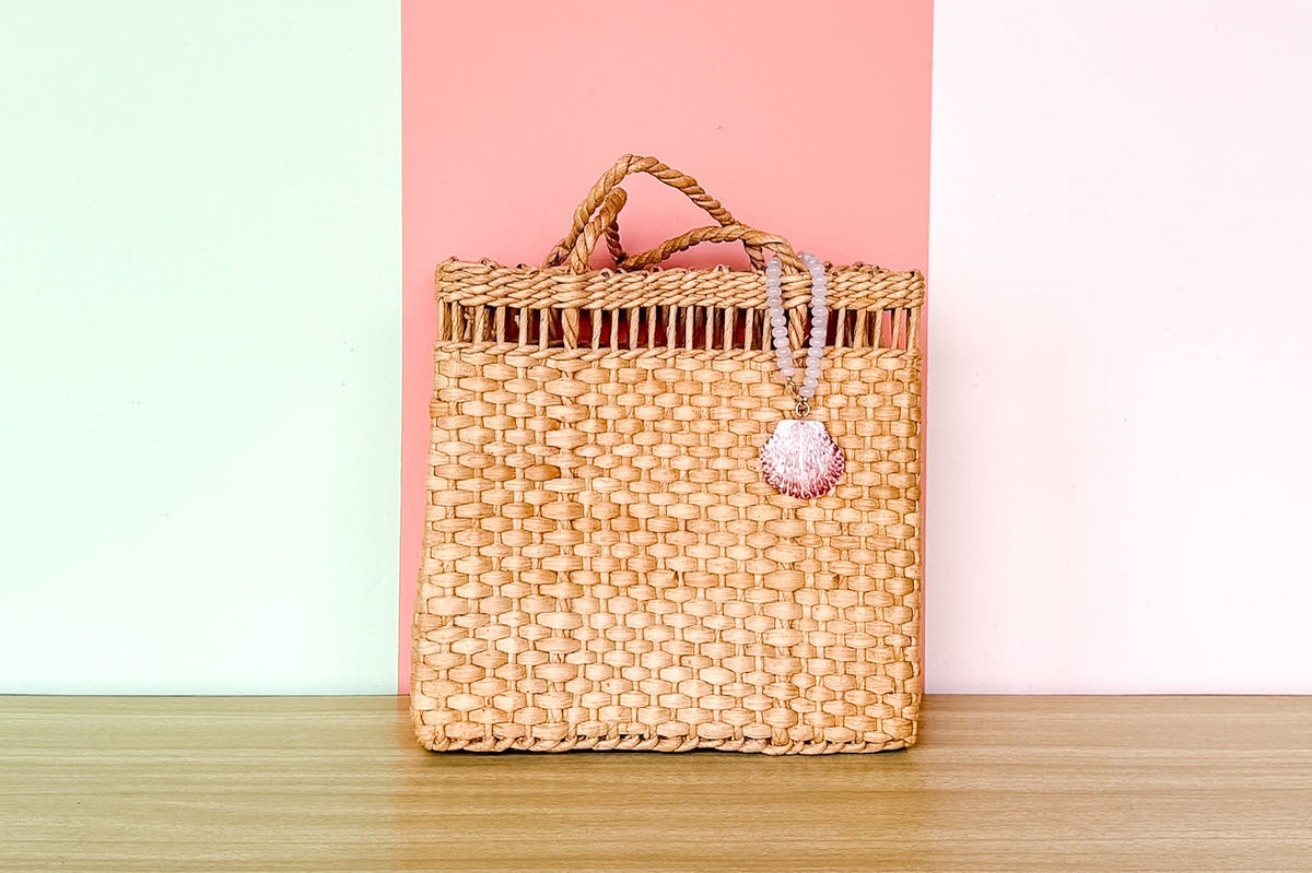 Palm Beach Regency's Rose Quartz Gemstone and Shell Bag Charm