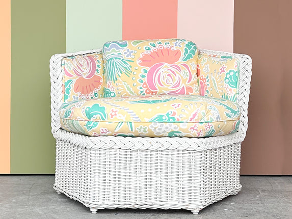 Brown Jordan Braided Rattan Hex Lounge Chair