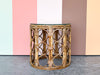 Tortoiseshell Rattan Drum Side Table