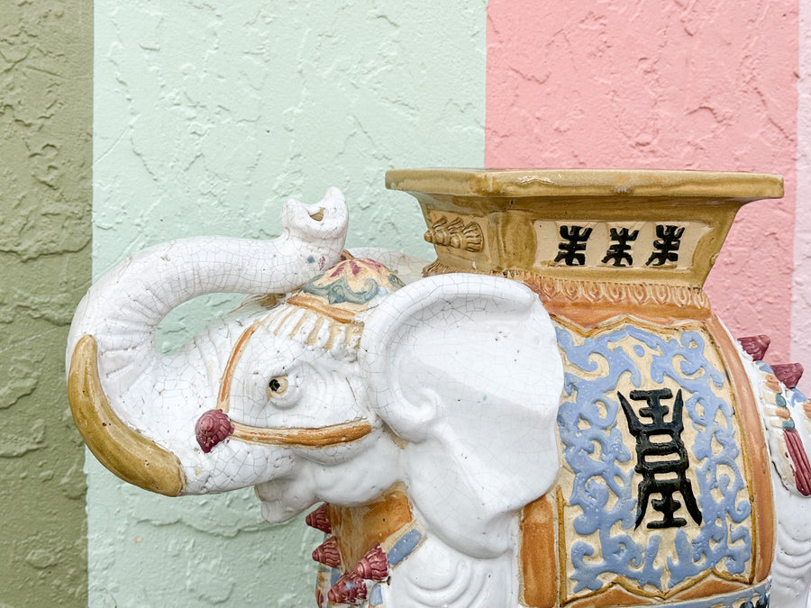 Colorful Terracotta Elephant Garden Seat