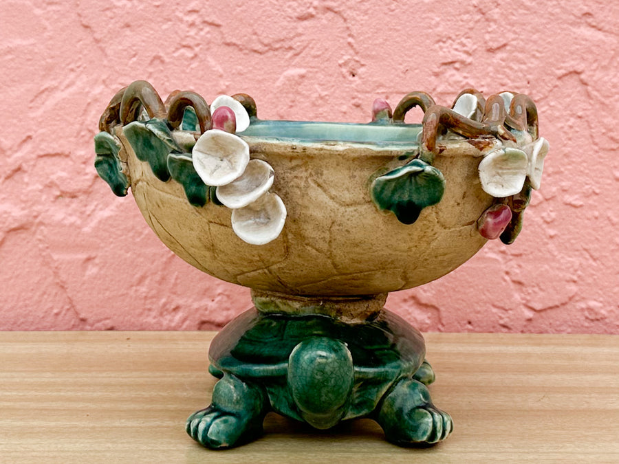 Majolica Turtle Cachepot