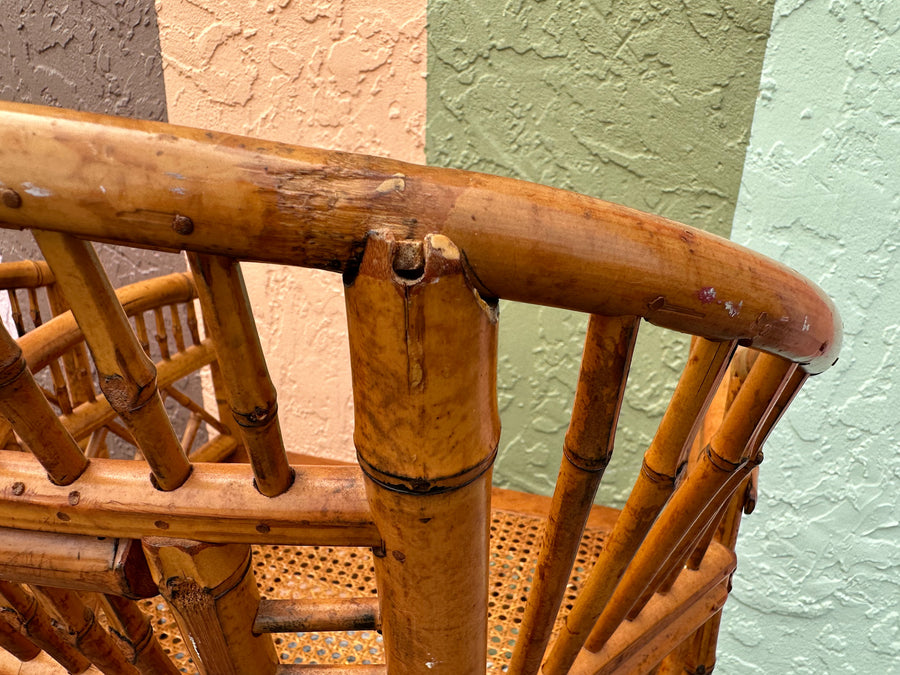 Pair of Tortoiseshell Rattan Brighton Style Chairs