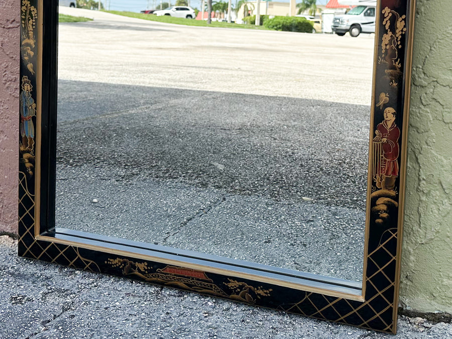 Black Chinoiserie Pagoda Mirror