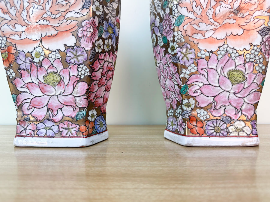 Pair of Colorful Floral Vases