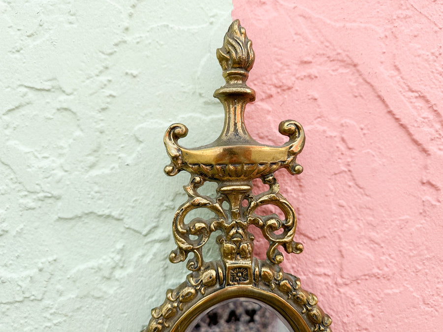 Pair of Brass Mirrored Wall Sconces