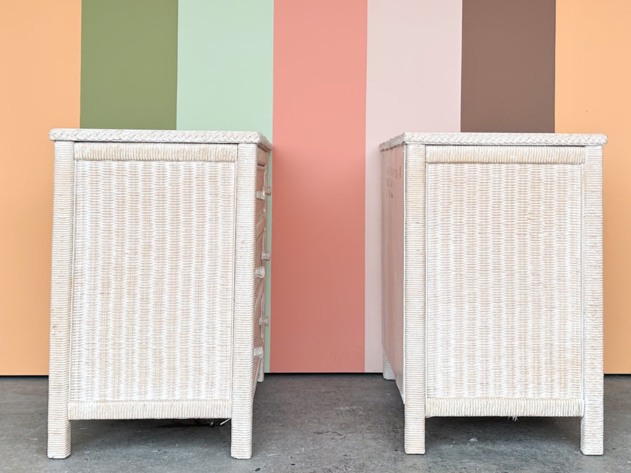 Pair of Henry Link Oversized Wicker Nightstands