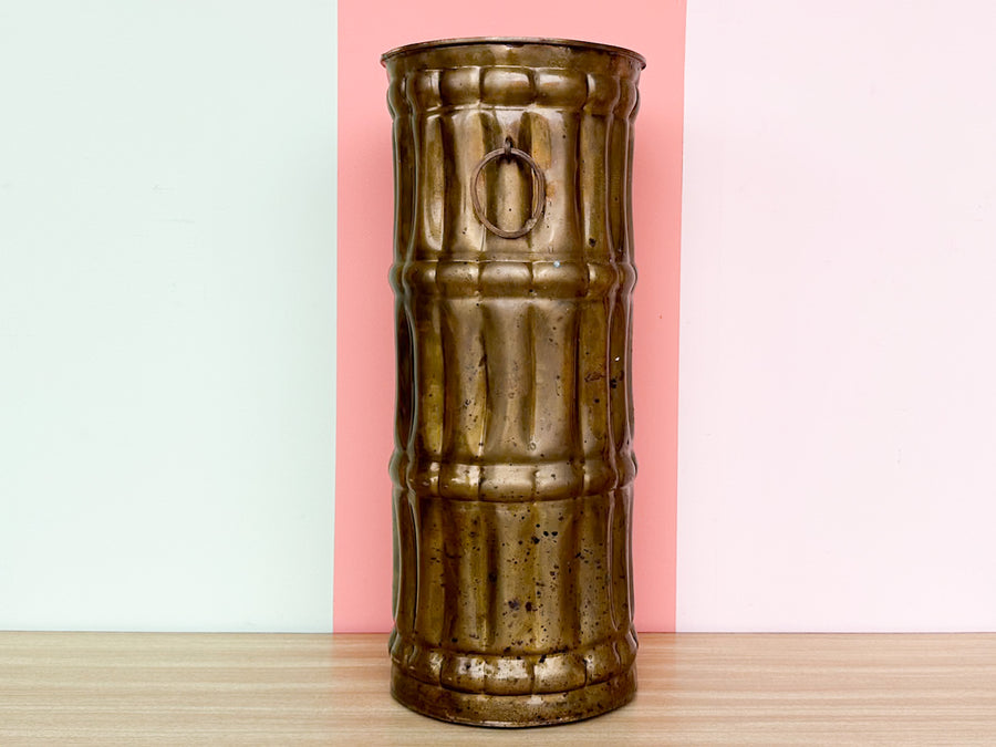 Brass Faux Bamboo Umbrella Stand