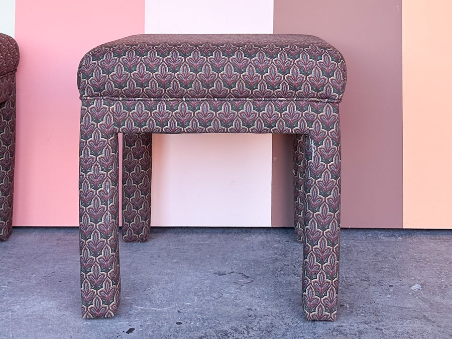 Pair of Upholstered Parsons Style Stools