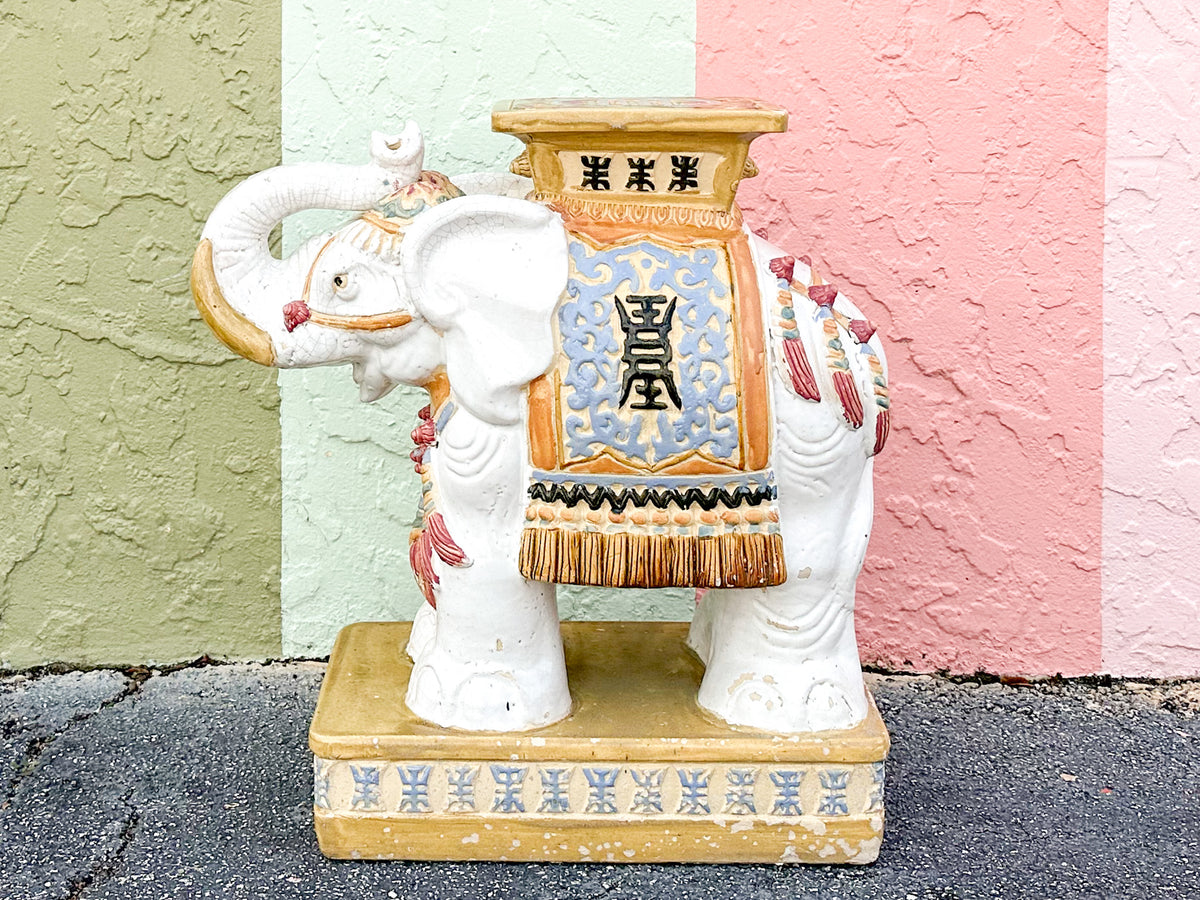 Colorful Terracotta Elephant Garden Seat
